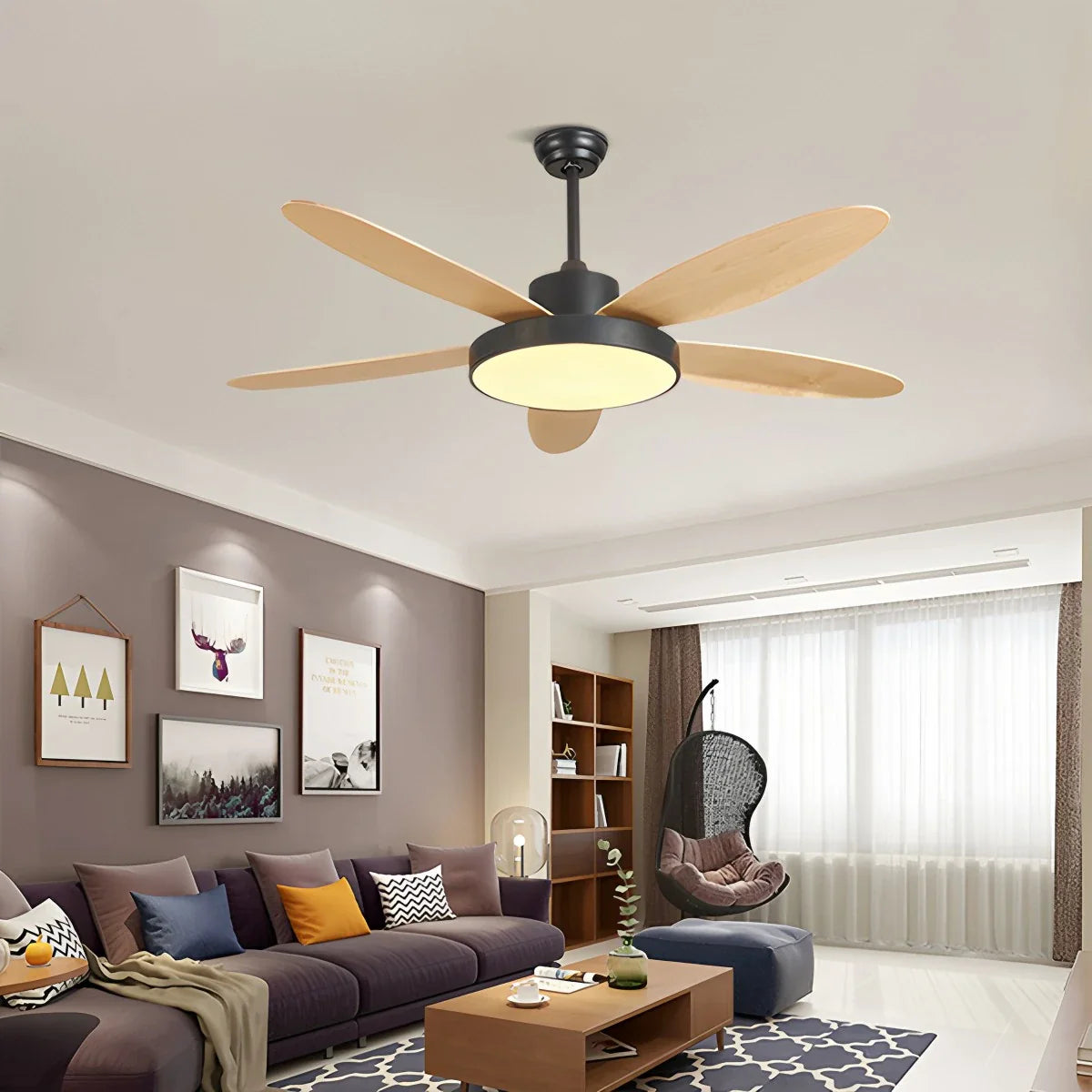 Feyran 5 Blade Modern Ceiling Fan Lamp for Living Room