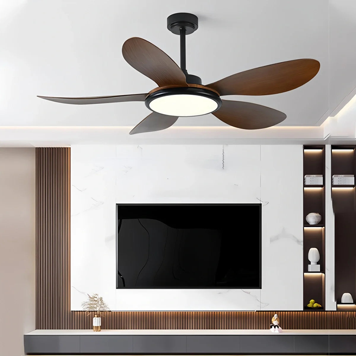 Feyran 5-Blade Wood Ceiling Fan with Light for Living Room
