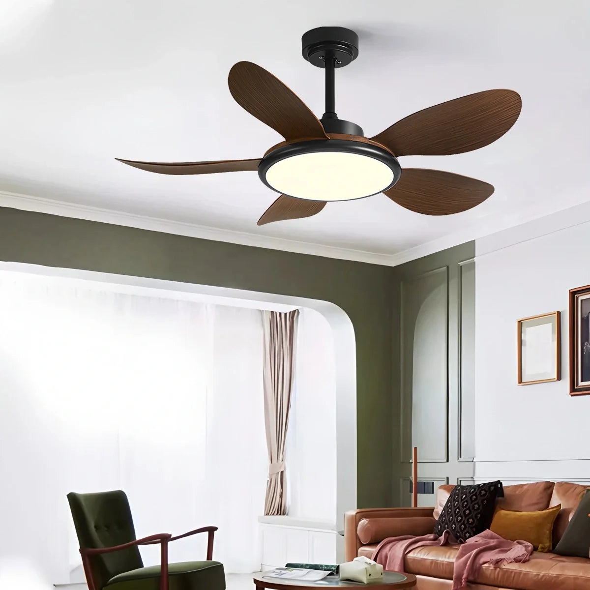 Feyran 5-Blade Wood Ceiling Fan with Light for Living Room