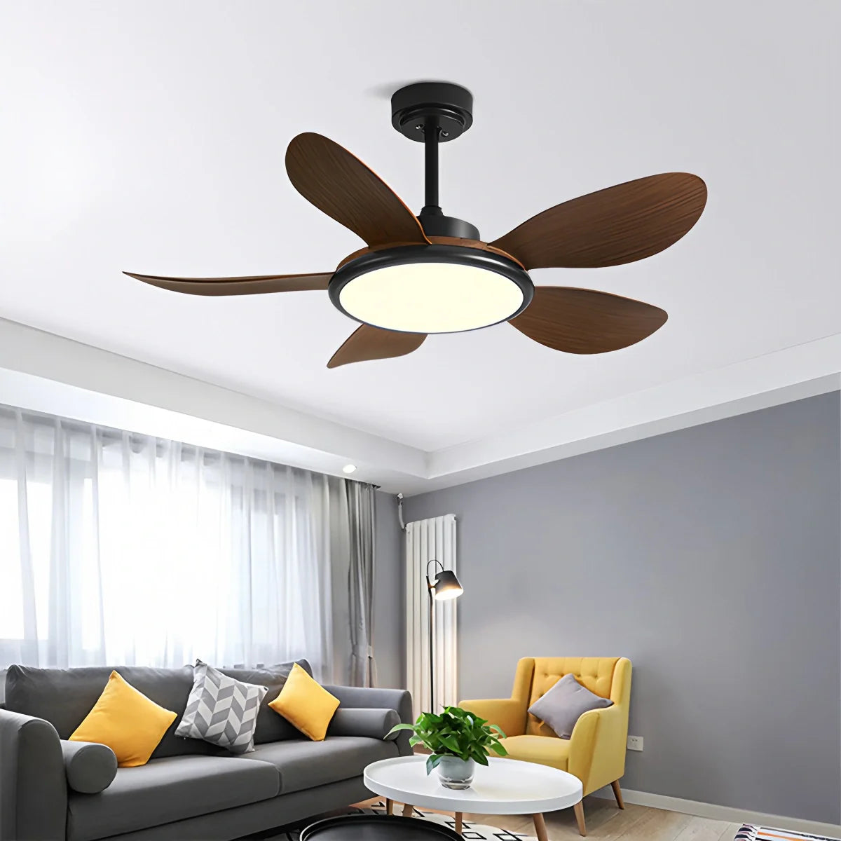 Feyran 5-Blade Wood Ceiling Fan with Light for Living Room