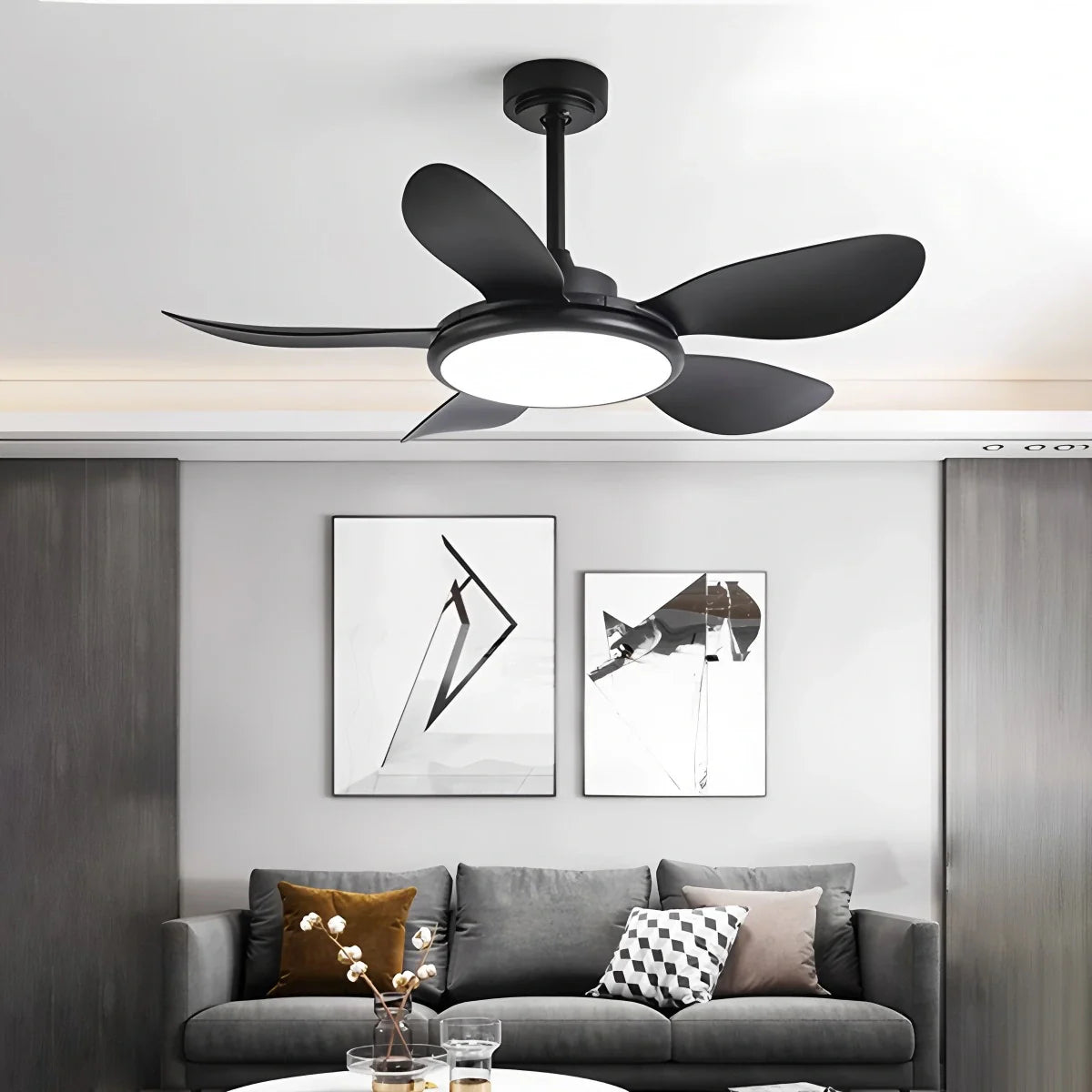 Feyran 5-Blade Wood Ceiling Fan with Light for Living Room