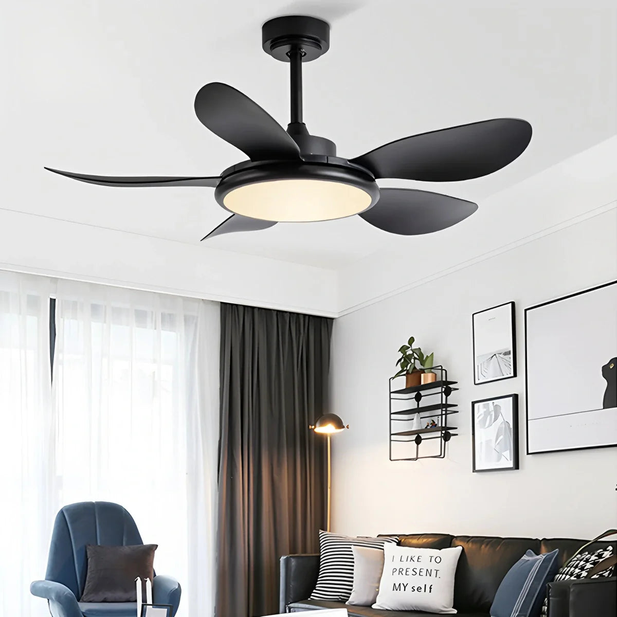 Feyran 5-Blade Wood Ceiling Fan with Light for Living Room