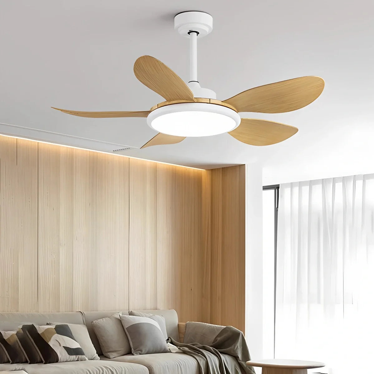 Feyran 5-Blade Wood Ceiling Fan with Light for Living Room