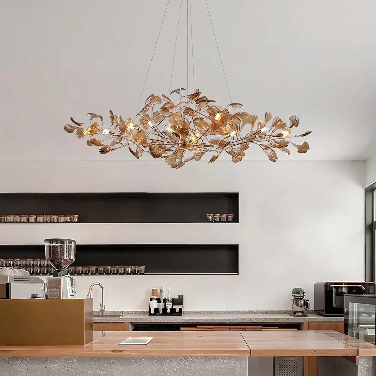 Feyran Acrylic Ginkgo Leaf Chandelier for Dining Area