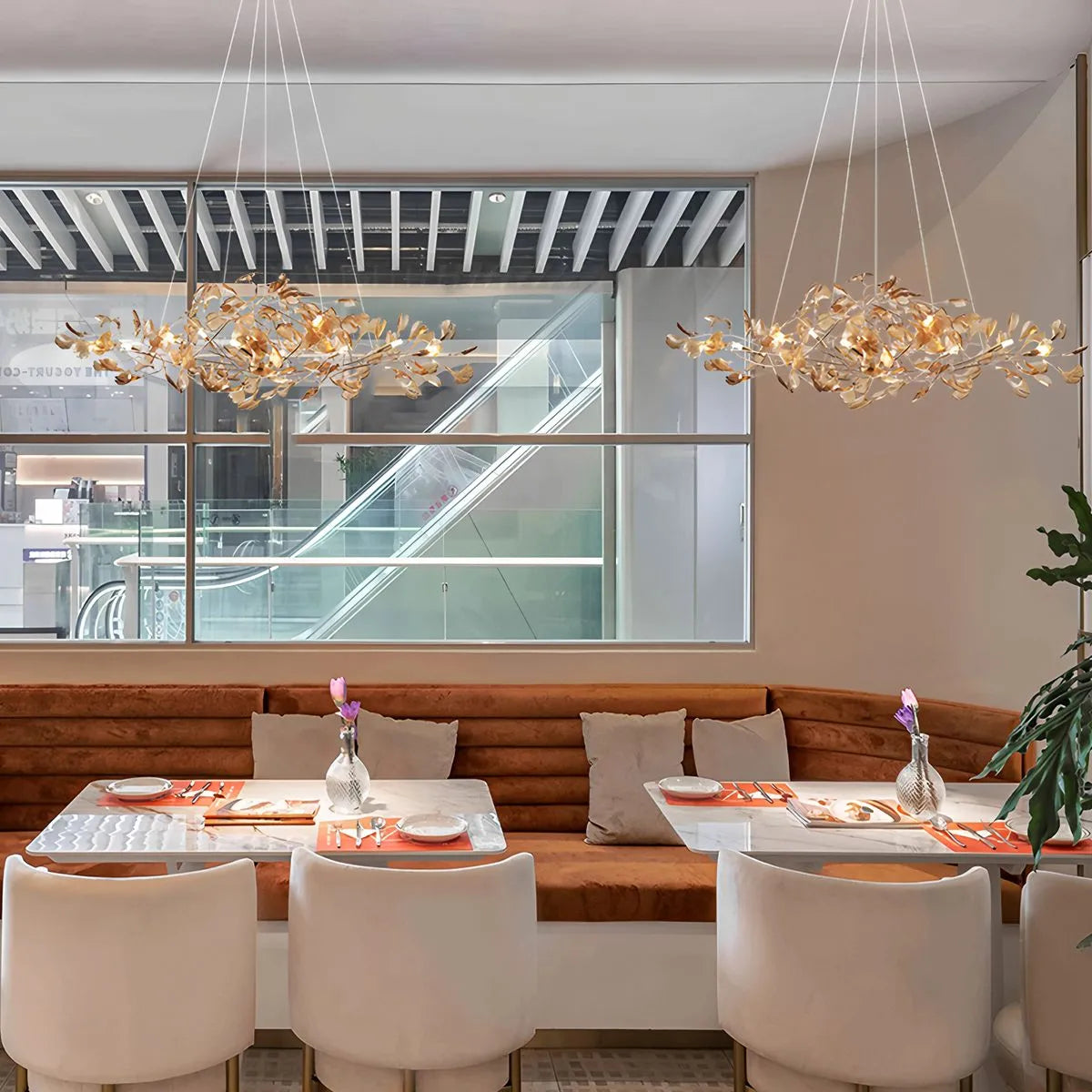 Feyran Acrylic Ginkgo Leaf Chandelier for Dining Area