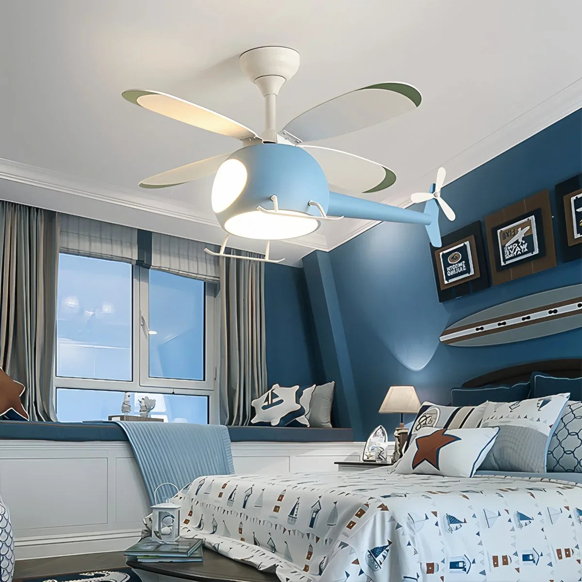 Feyran Airplane Ceiling Fan Lamp for Children’s Room