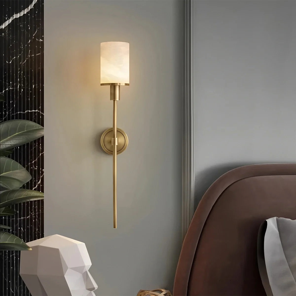 Feyran Alabaster Pillar Candle Wall Sconce