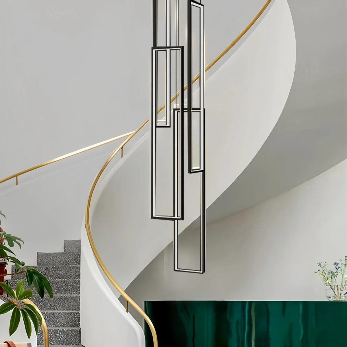 Feyran Aldarj Rectangular LED Staircase Chandelier