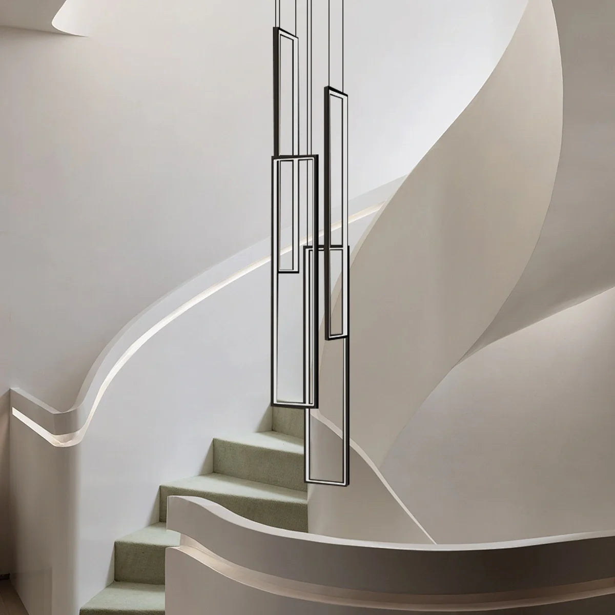 Feyran Aldarj Rectangular LED Staircase Chandelier