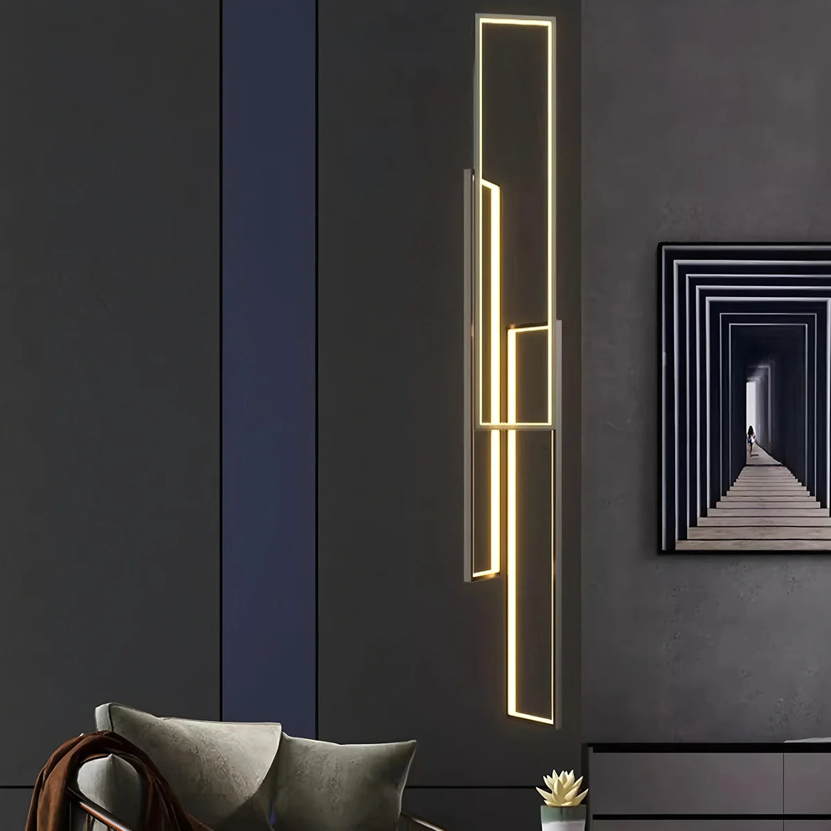 Feyran Aldarj Rectangular LED Staircase Chandelier