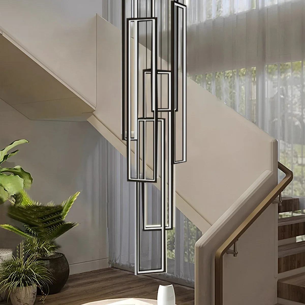 Feyran Aldarj Rectangular LED Staircase Chandelier