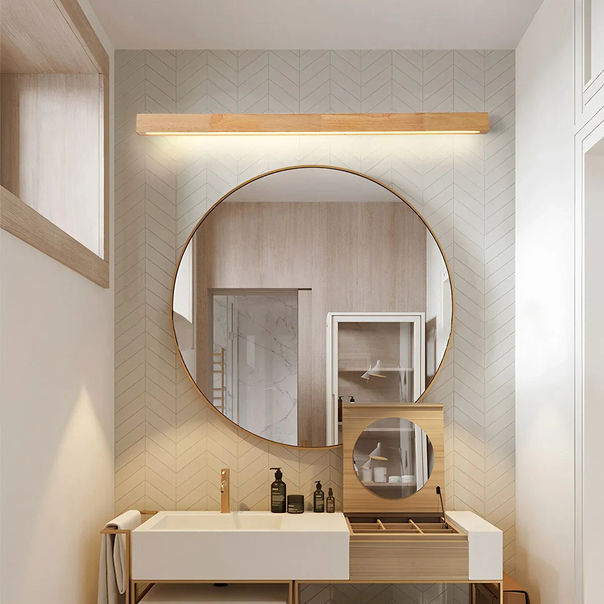 Feyran Arlo Linear Wood Wall Light for Hallway