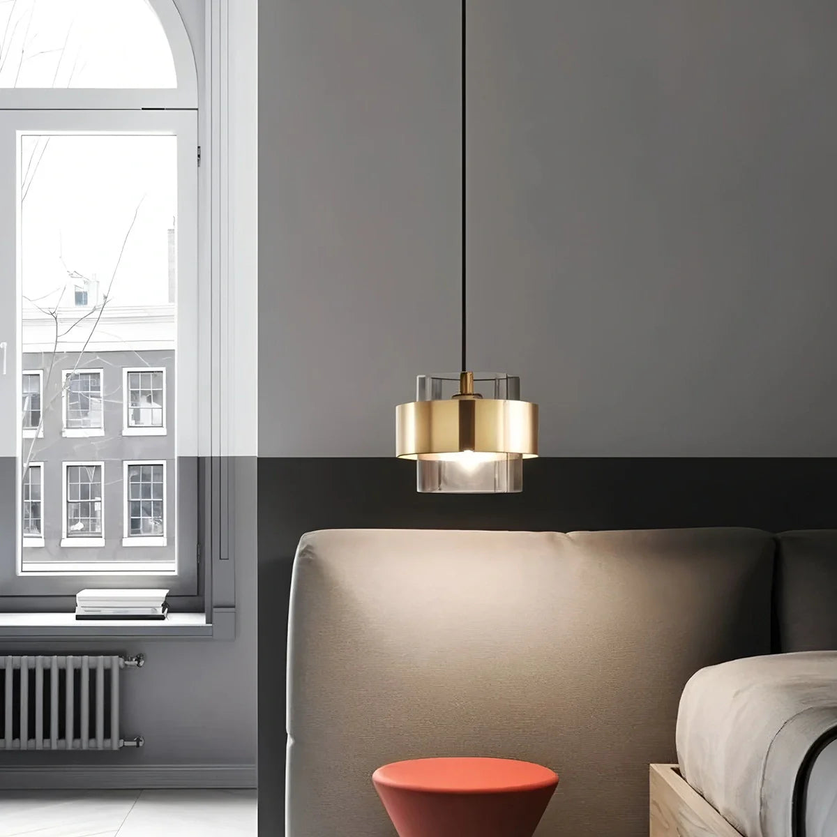 Feyran Azenor Cylindrical Glass Pendant Light for Bedroom
