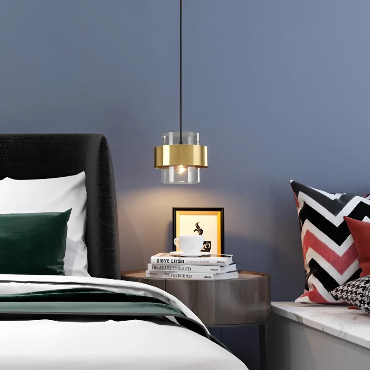 Feyran Azenor Cylindrical Glass Pendant Light for Bedroom