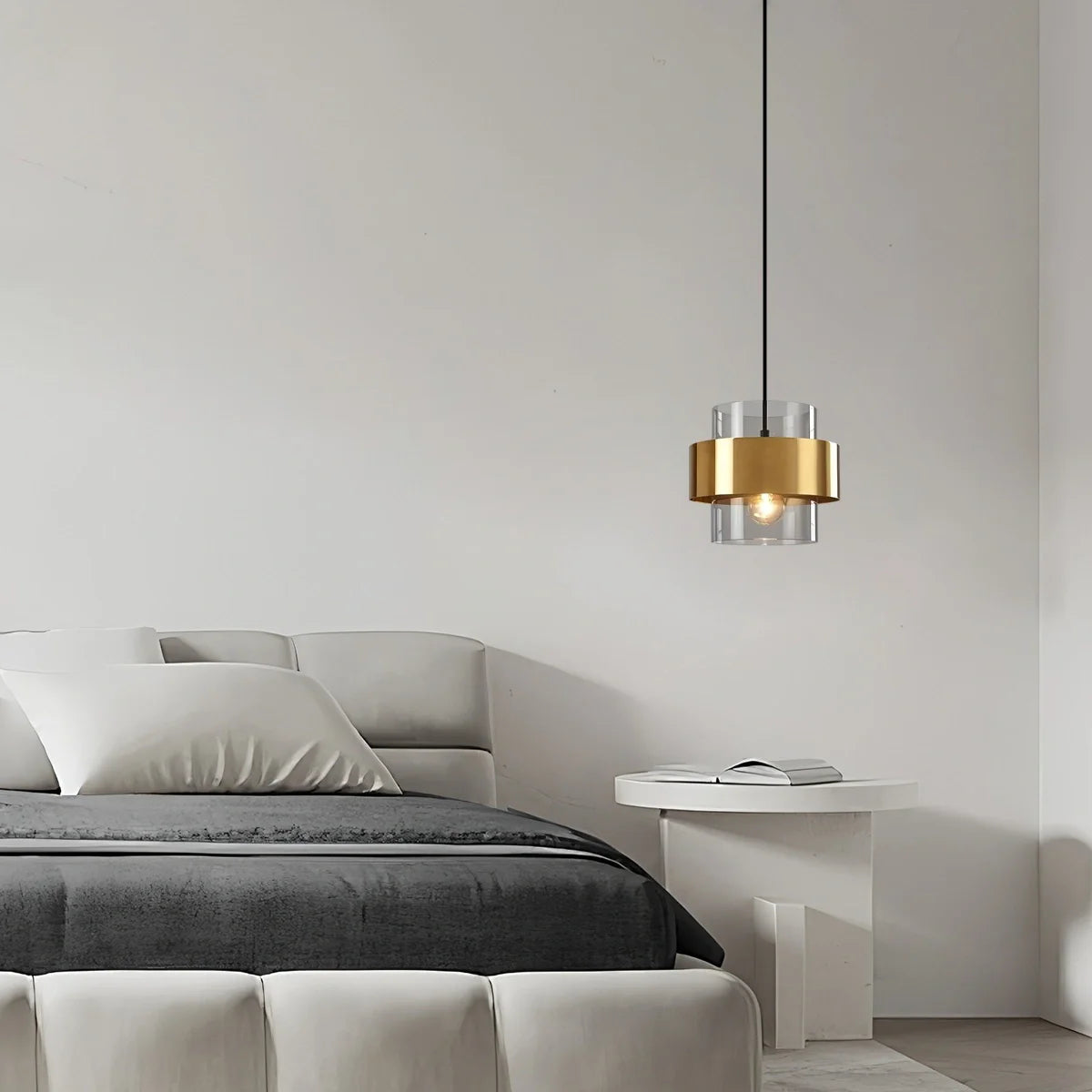 Feyran Azenor Cylindrical Glass Pendant Light for Bedroom