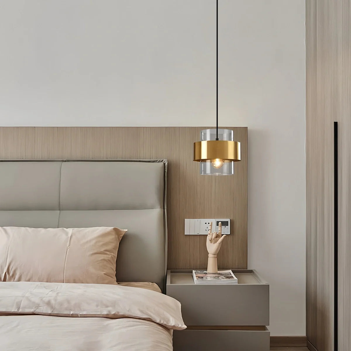 Feyran Azenor Cylindrical Glass Pendant Light for Bedroom