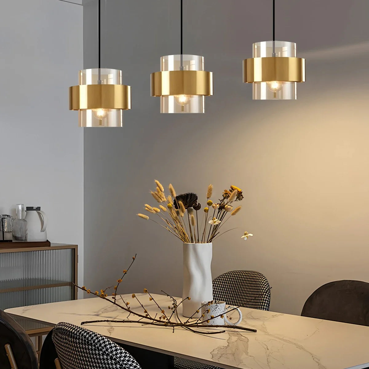 Feyran Azenor Cylindrical Glass Pendant Light for Bedroom