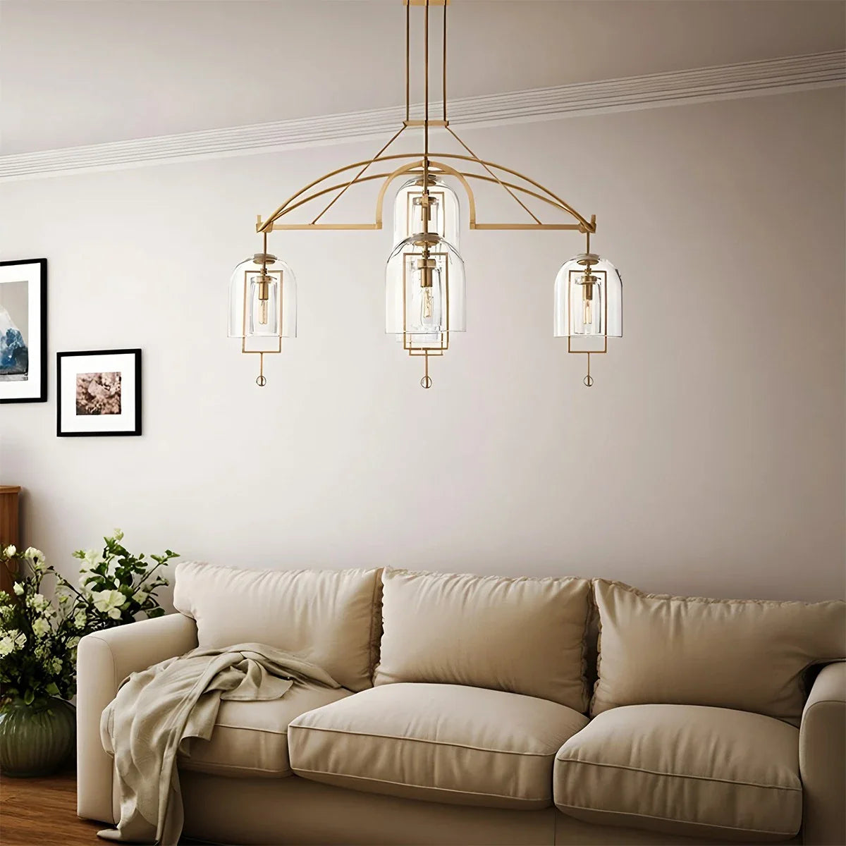 Feyran Bell Glass Chandelier for Living Room