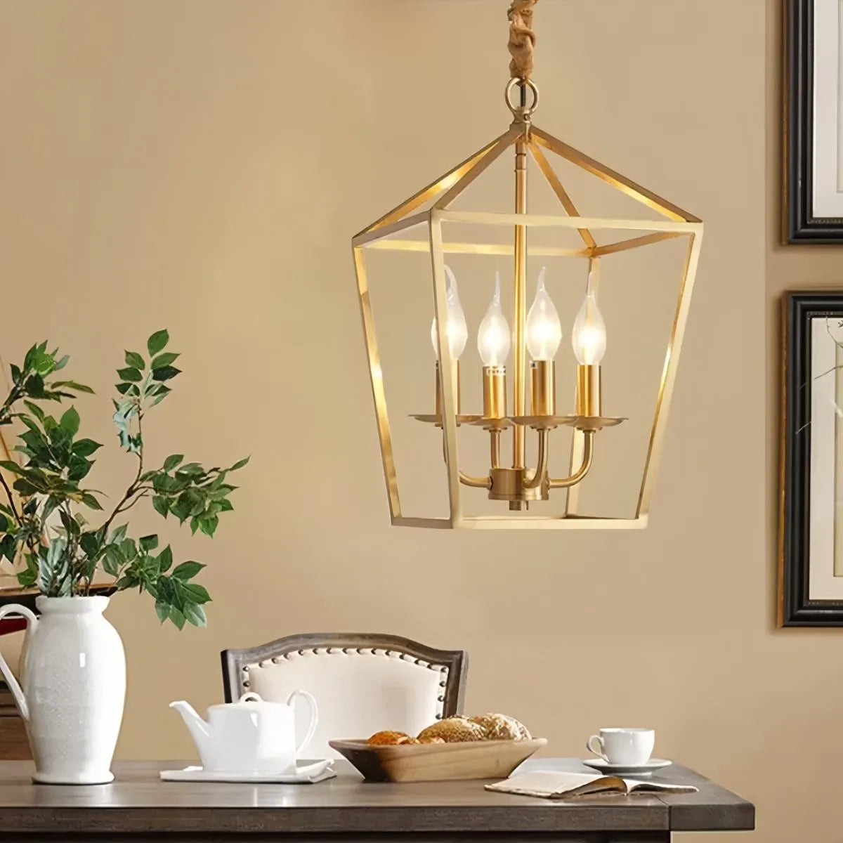 Feyran Bird Cage Iron Pendant Lamp for Dining Room