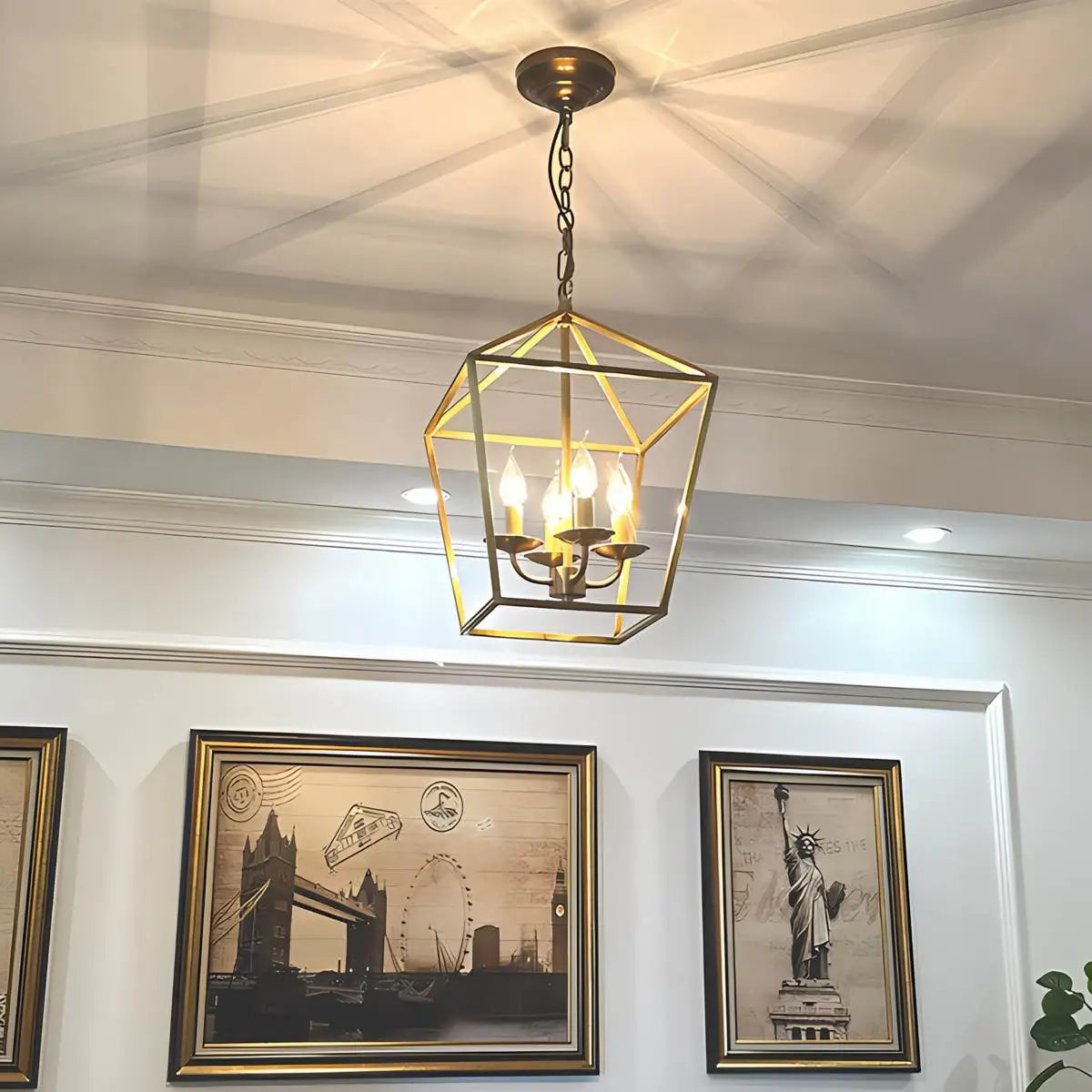 Feyran Bird Cage Iron Pendant Lamp for Dining Room