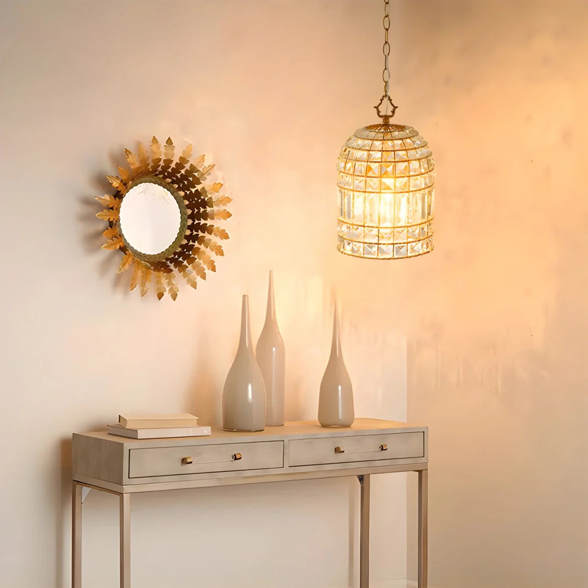 Feyran Birdcage Crystal Pendant Light for Dining Room