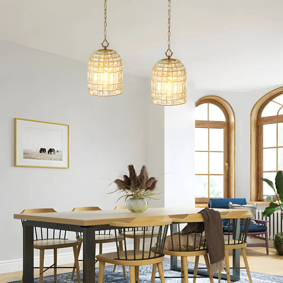 Feyran Birdcage Crystal Pendant Light for Dining Room