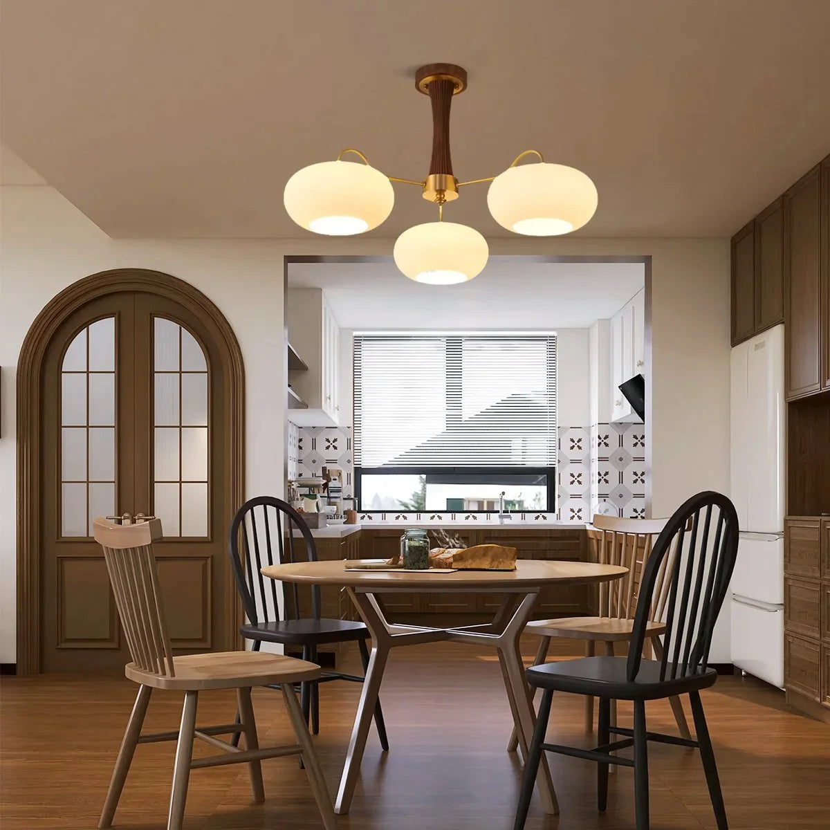 Feyran Brass Wooden Persimmon Chandelier