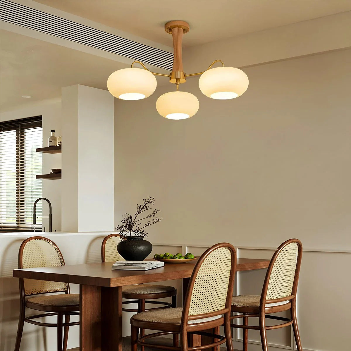 Feyran Brass Wooden Persimmon Chandelier