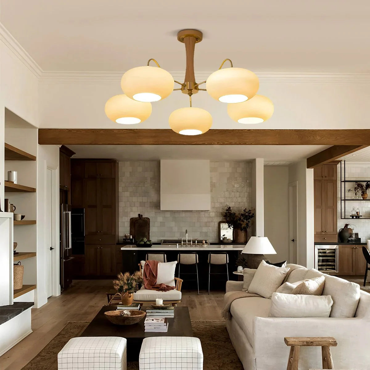 Feyran Brass Wooden Persimmon Chandelier
