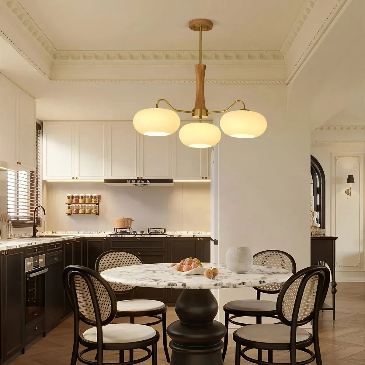 Feyran Brass Wooden Persimmon Chandelier