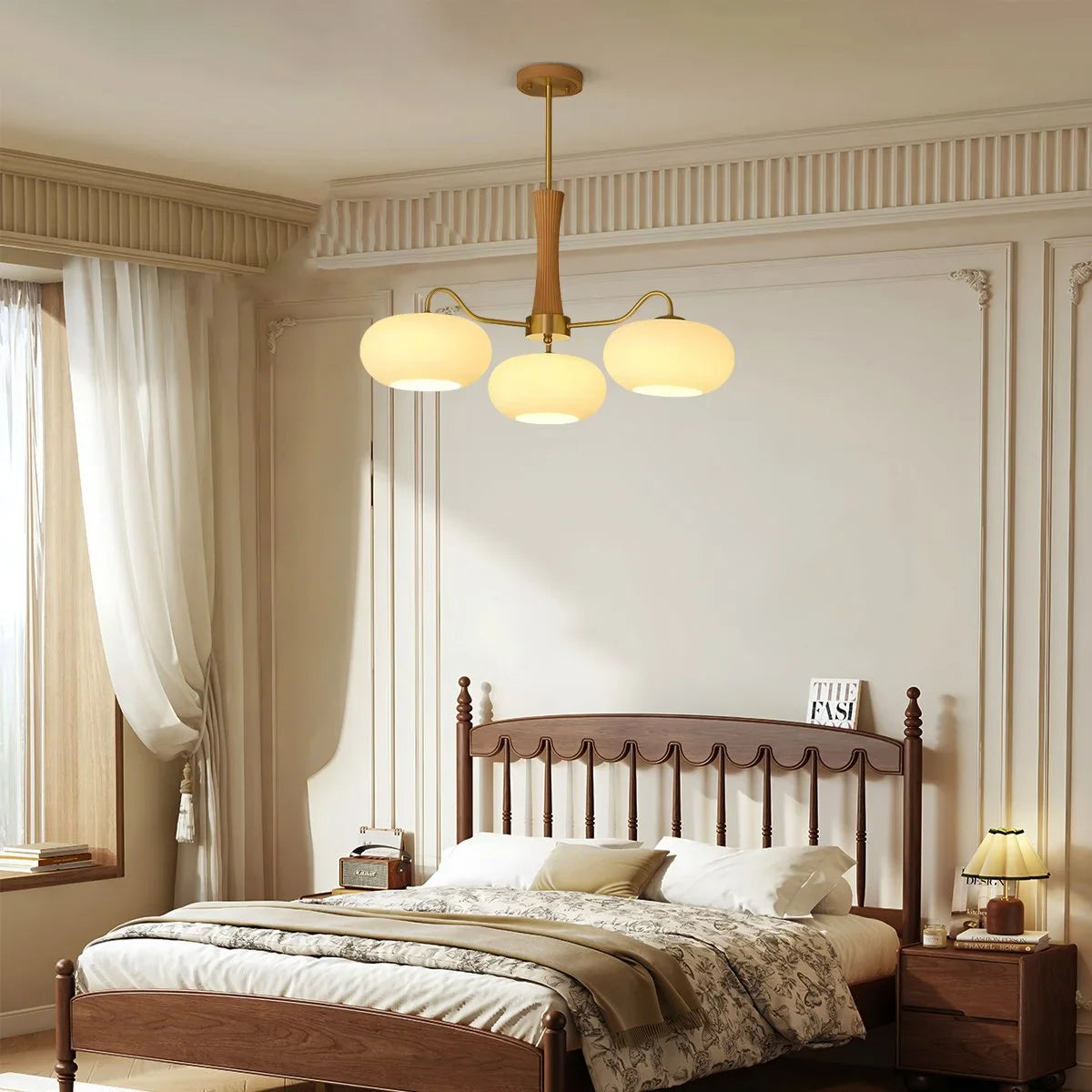 Feyran Brass Wooden Persimmon Chandelier