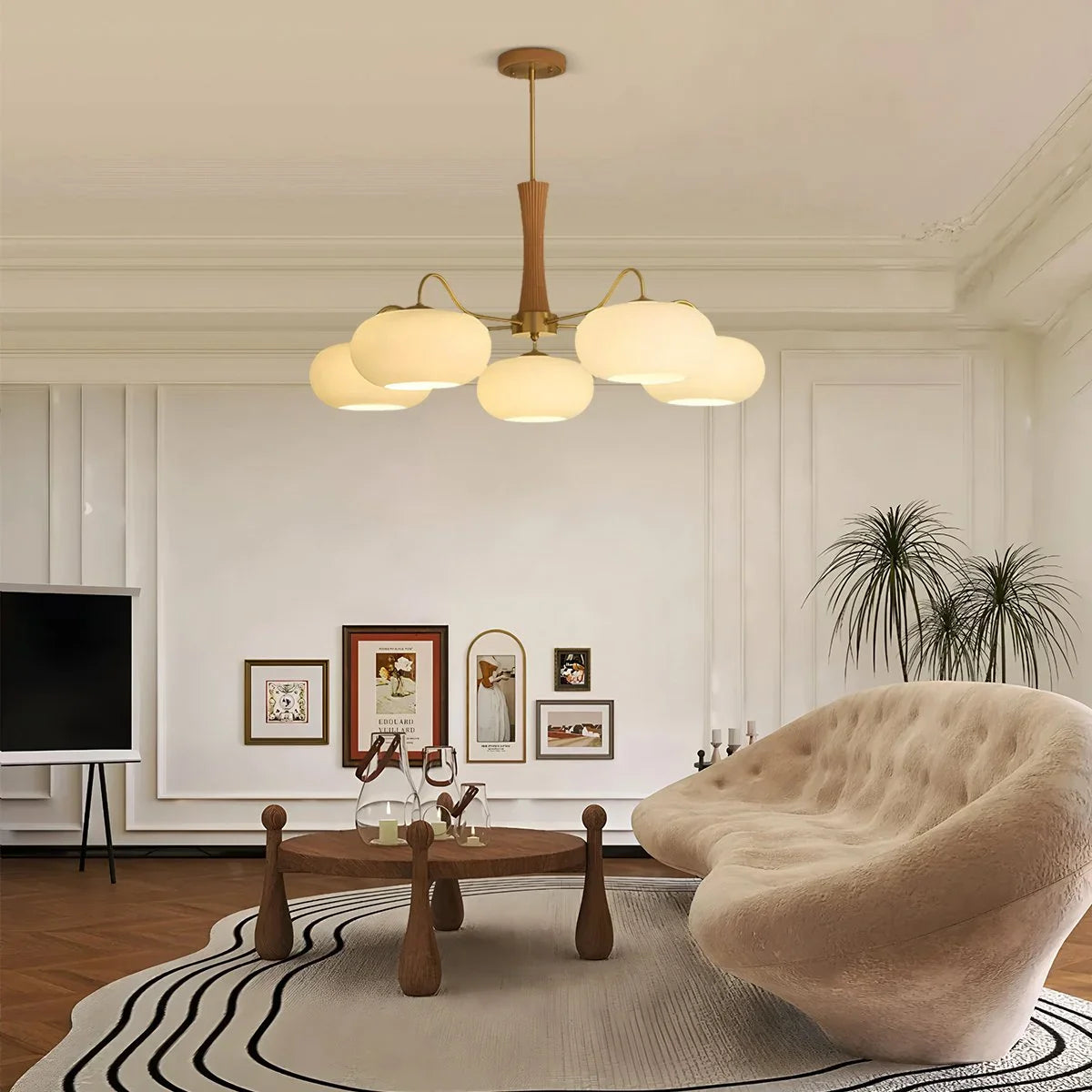 Feyran Brass Wooden Persimmon Chandelier