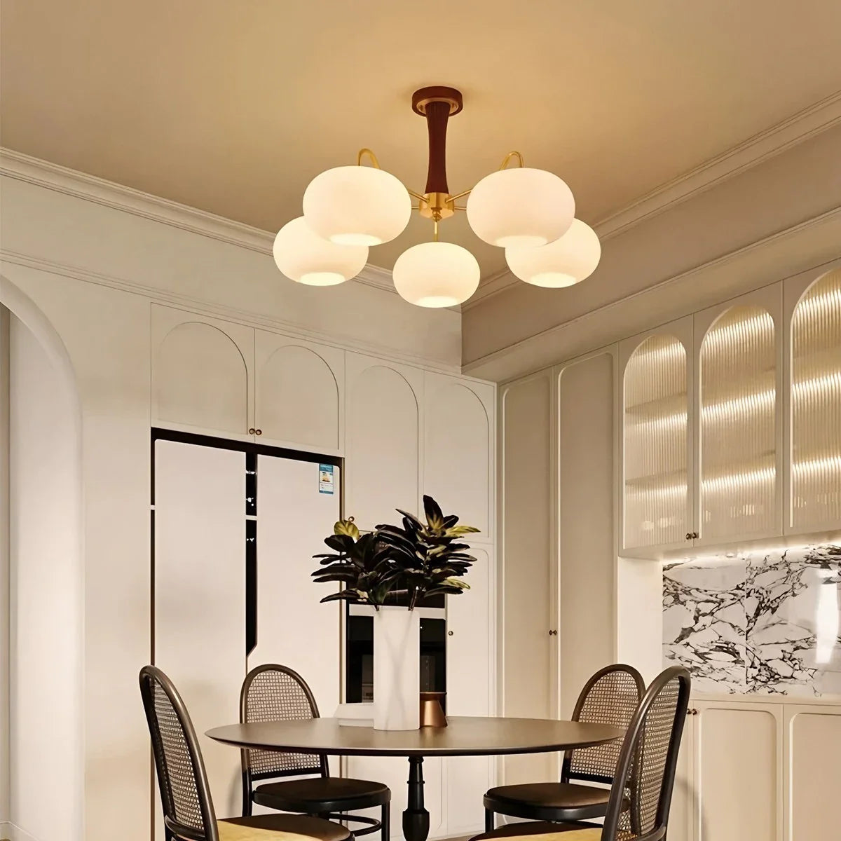 Feyran Brass Wooden Persimmon Chandelier