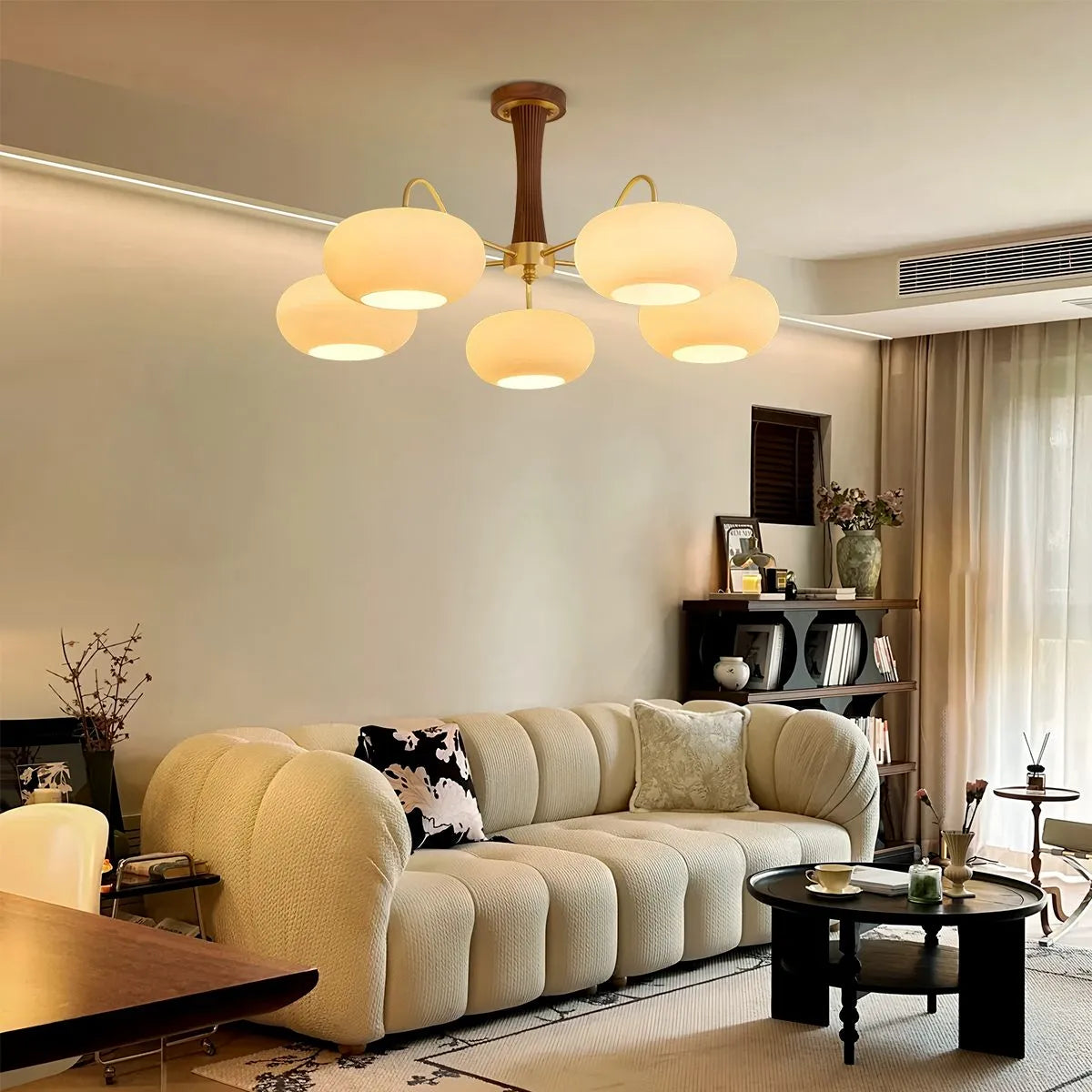 Feyran Brass Wooden Persimmon Chandelier
