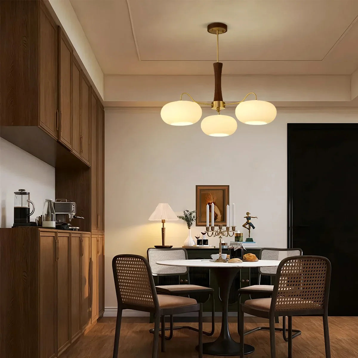 Feyran Brass Wooden Persimmon Chandelier