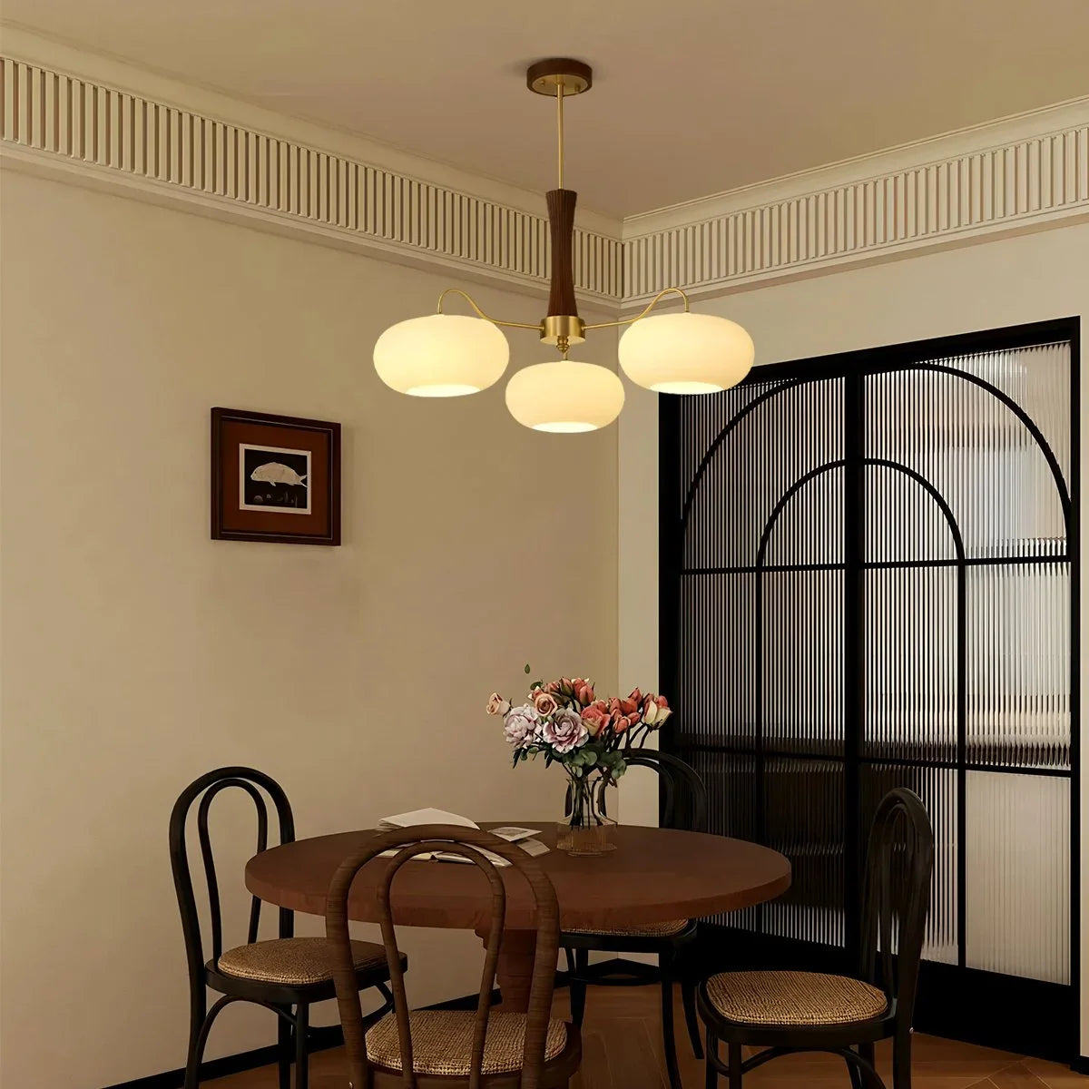 Feyran Brass Wooden Persimmon Chandelier