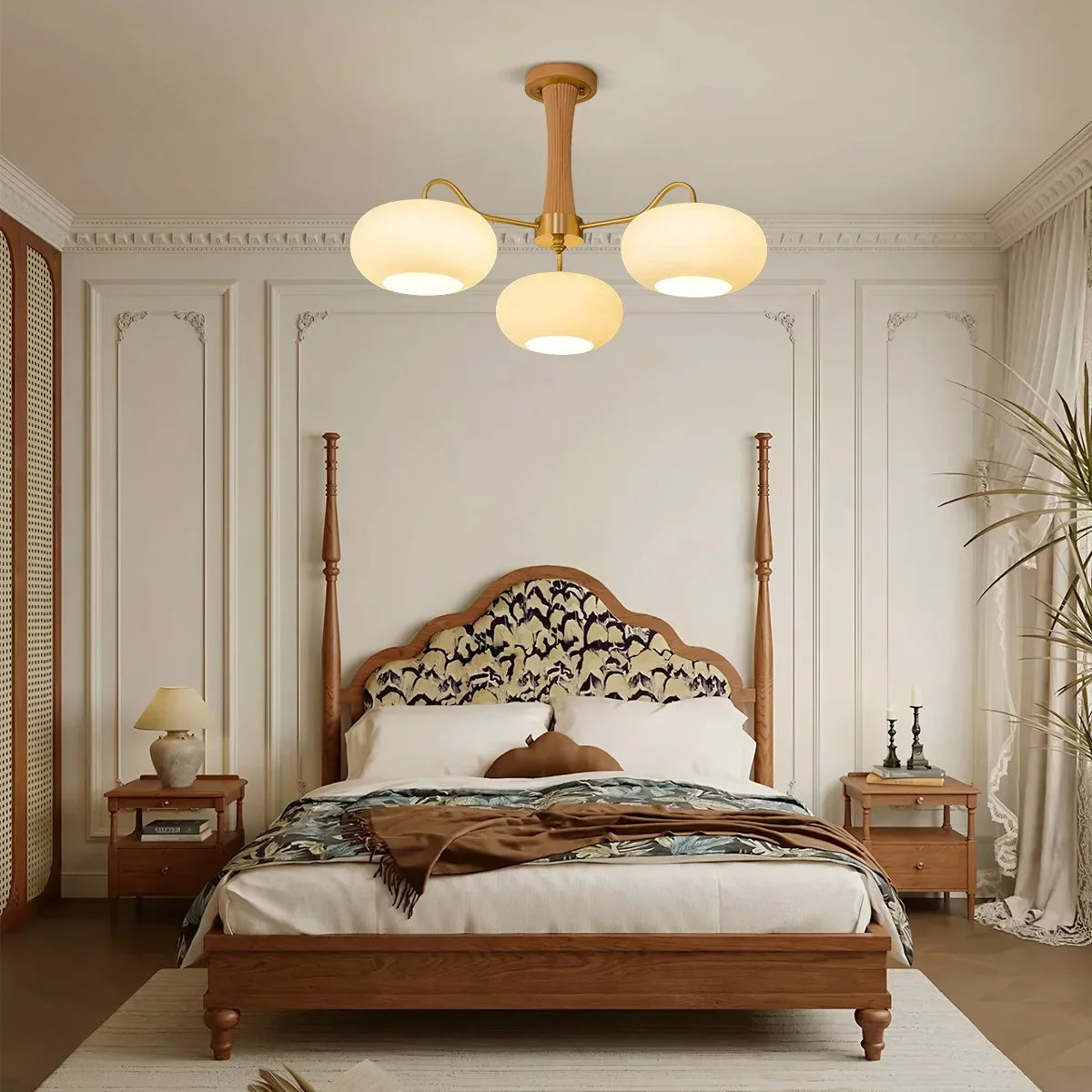Feyran Brass Wooden Persimmon Chandelier