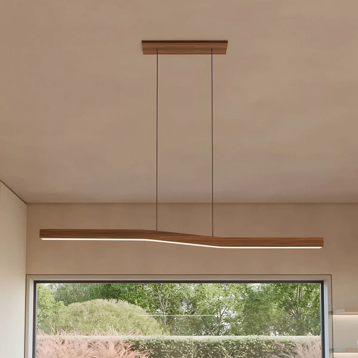 Feyran Woodgrain Linear Pendant Light for Kitchen