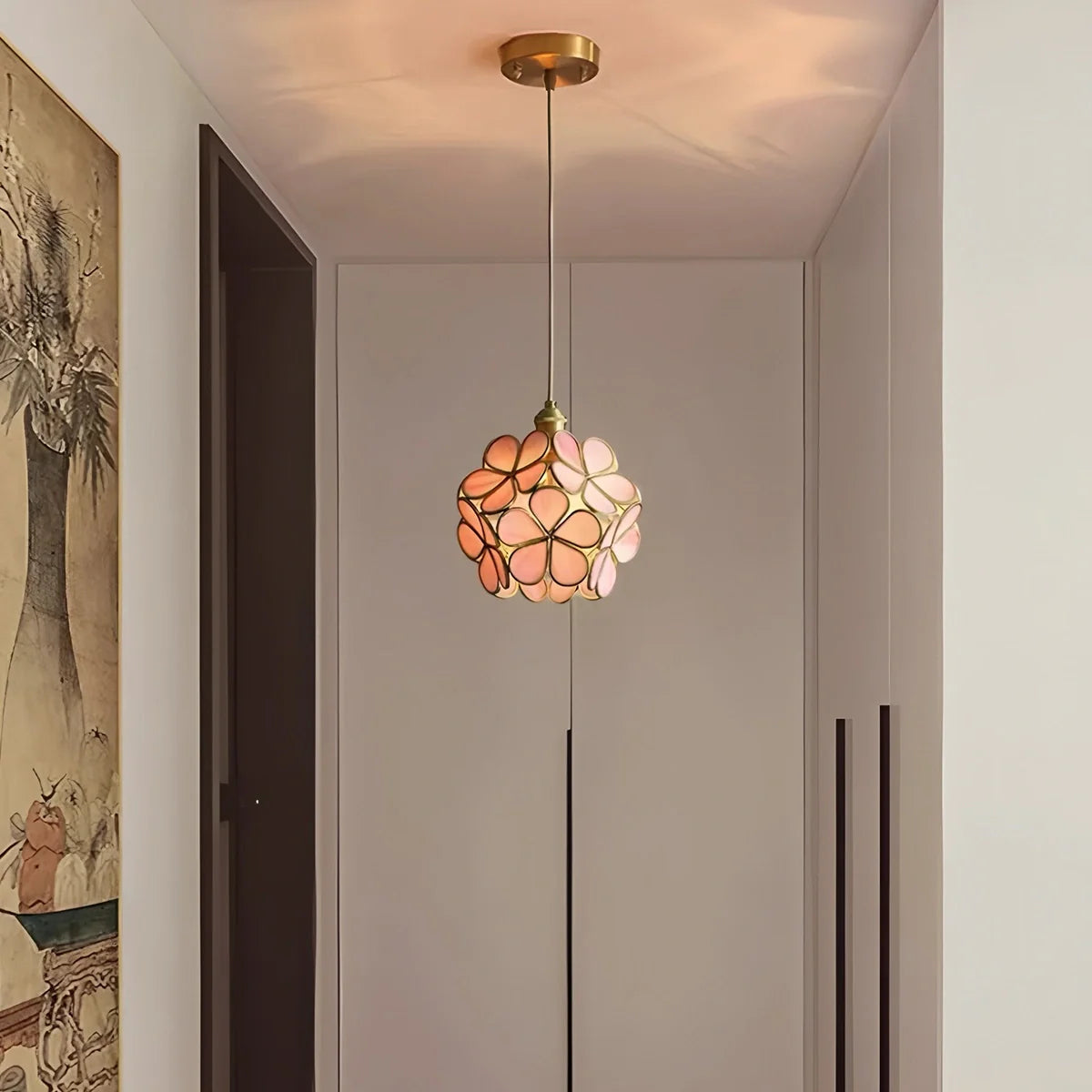 Feyran Cherry Blossom Stained Glass Pendant Light