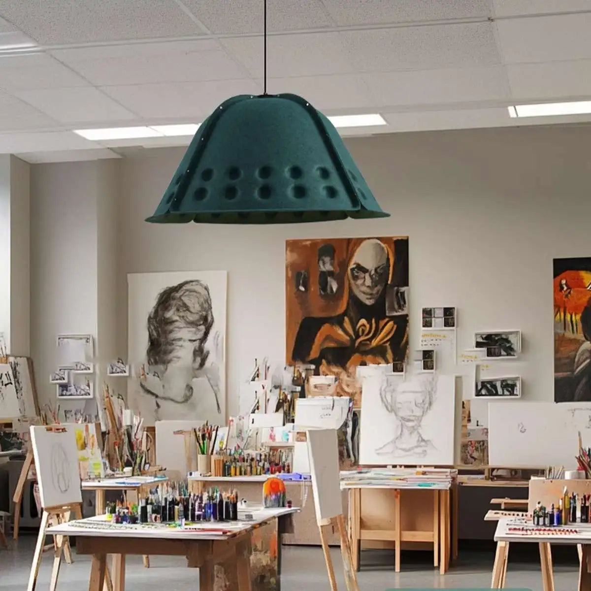 Feyran Clock Shaped Hot Pressed Acoustic Pendant Light