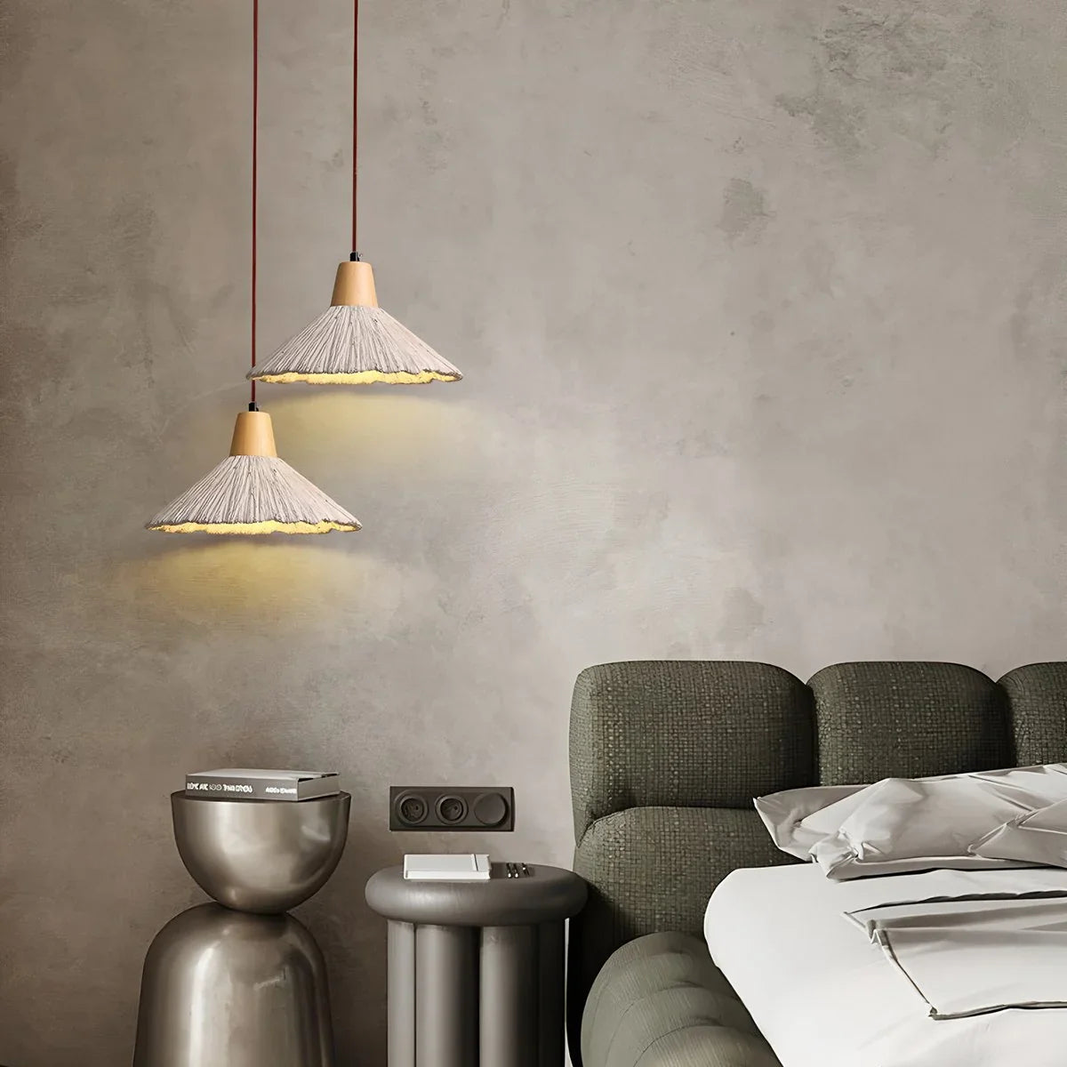 Feyran Concrete Pleated Pendant Lamp for Bedroom