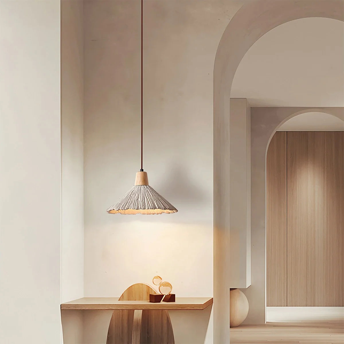 Feyran Concrete Pleated Pendant Lamp for Bedroom