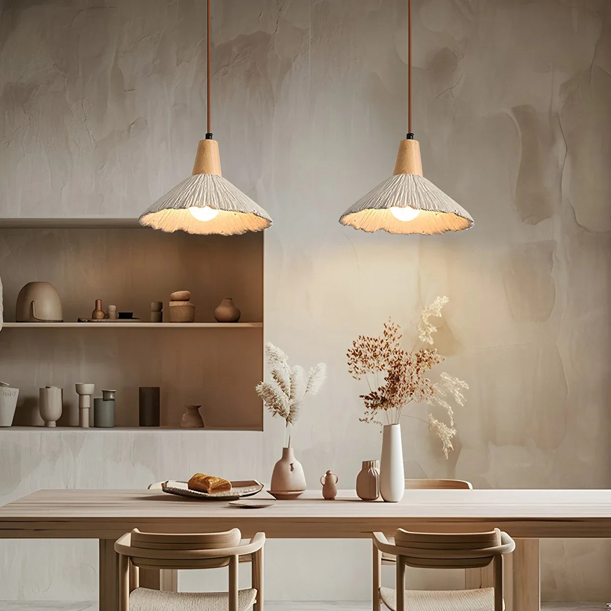 Feyran Concrete Pleated Pendant Lamp for Bedroom