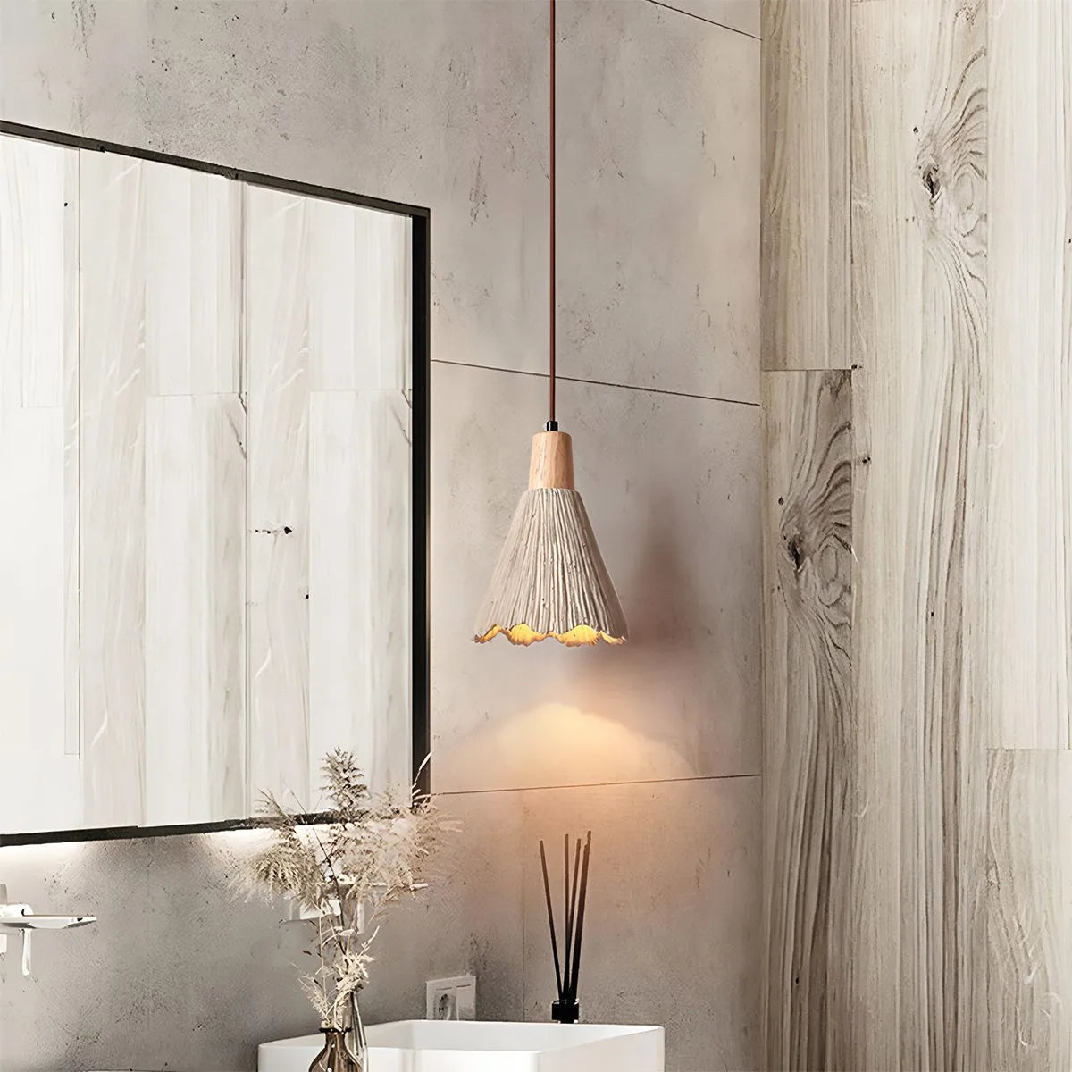 Feyran Concrete Pleated Pendant Lamp for Bedroom