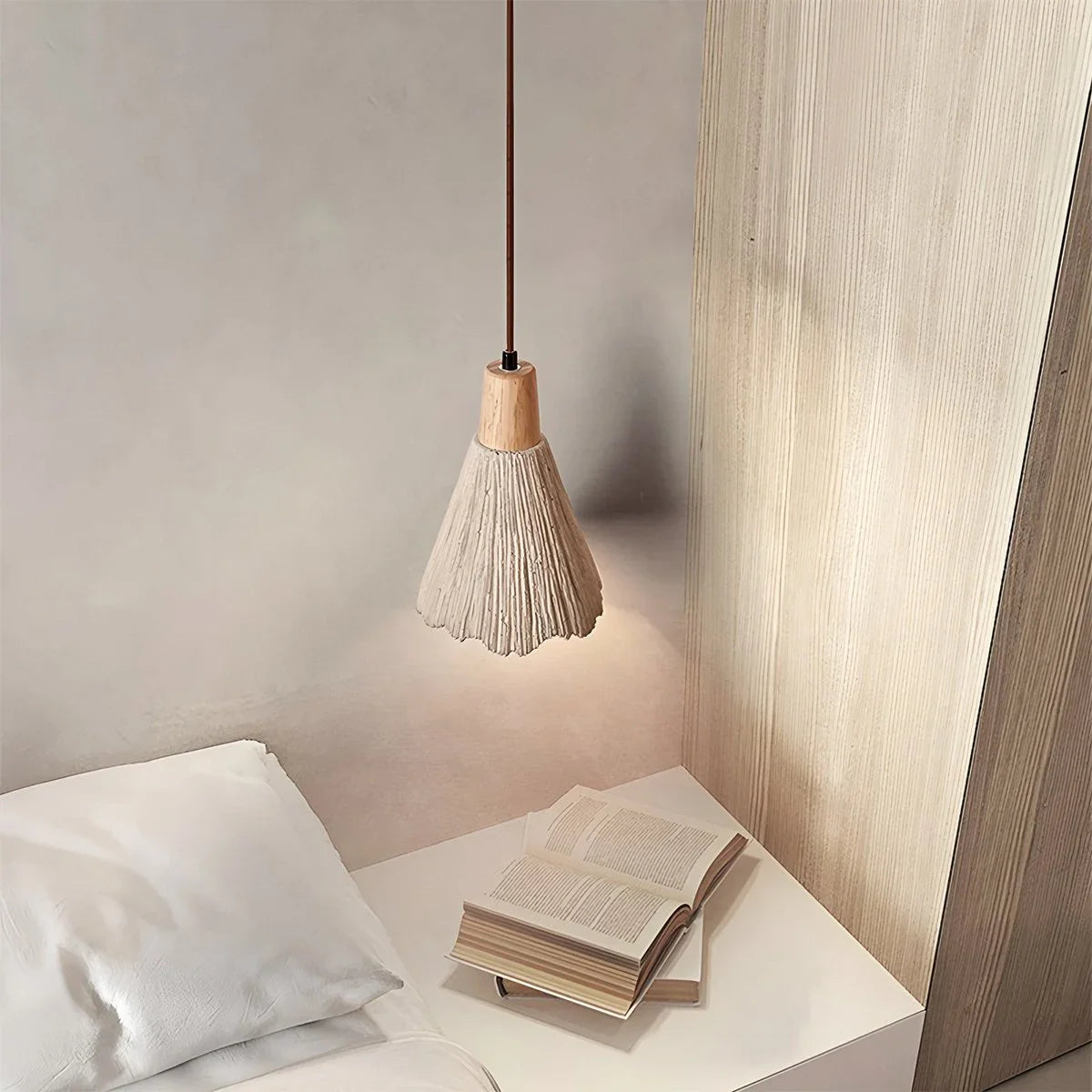 Feyran Concrete Pleated Pendant Lamp for Bedroom