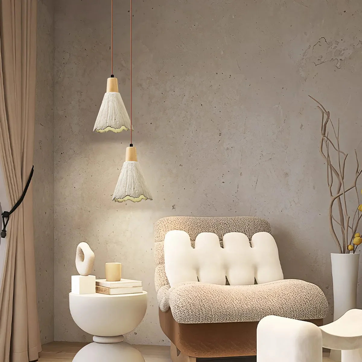 Feyran Concrete Pleated Pendant Lamp for Bedroom