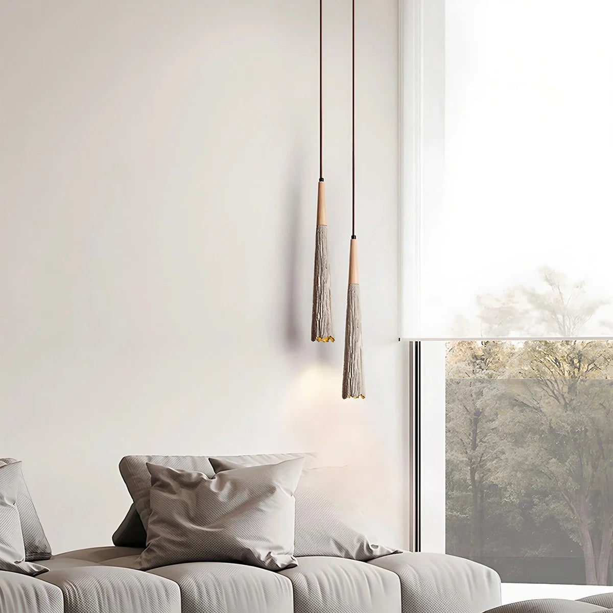 Feyran Concrete Pleated Pendant Lamp for Bedroom