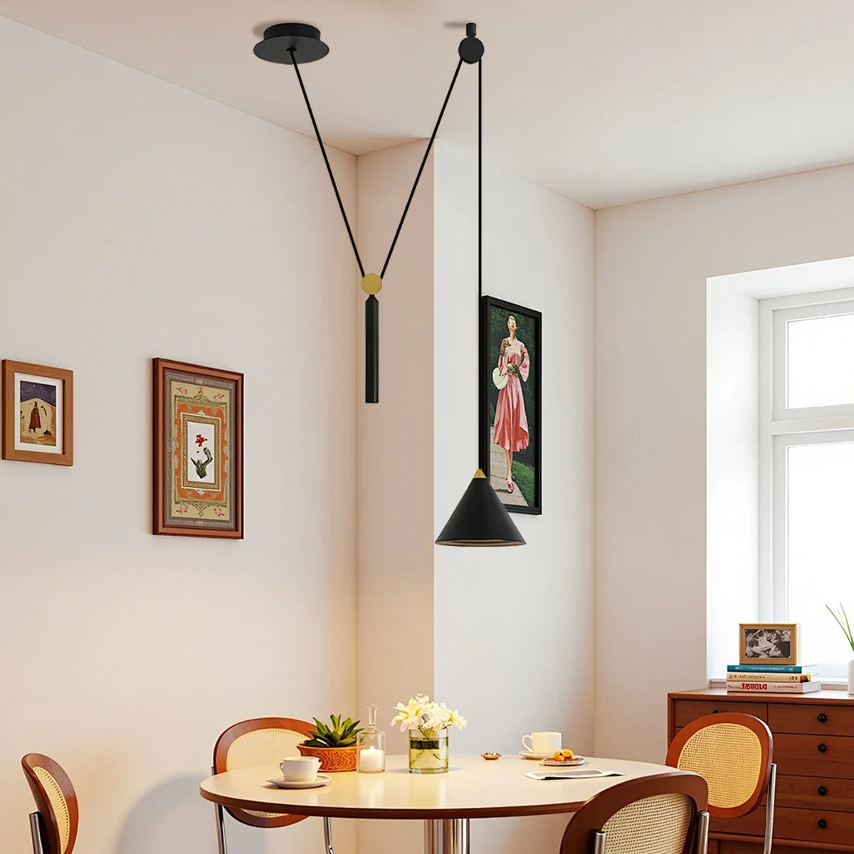 Feyran Cone Counterweight Pulley Swag Pendant Lamp