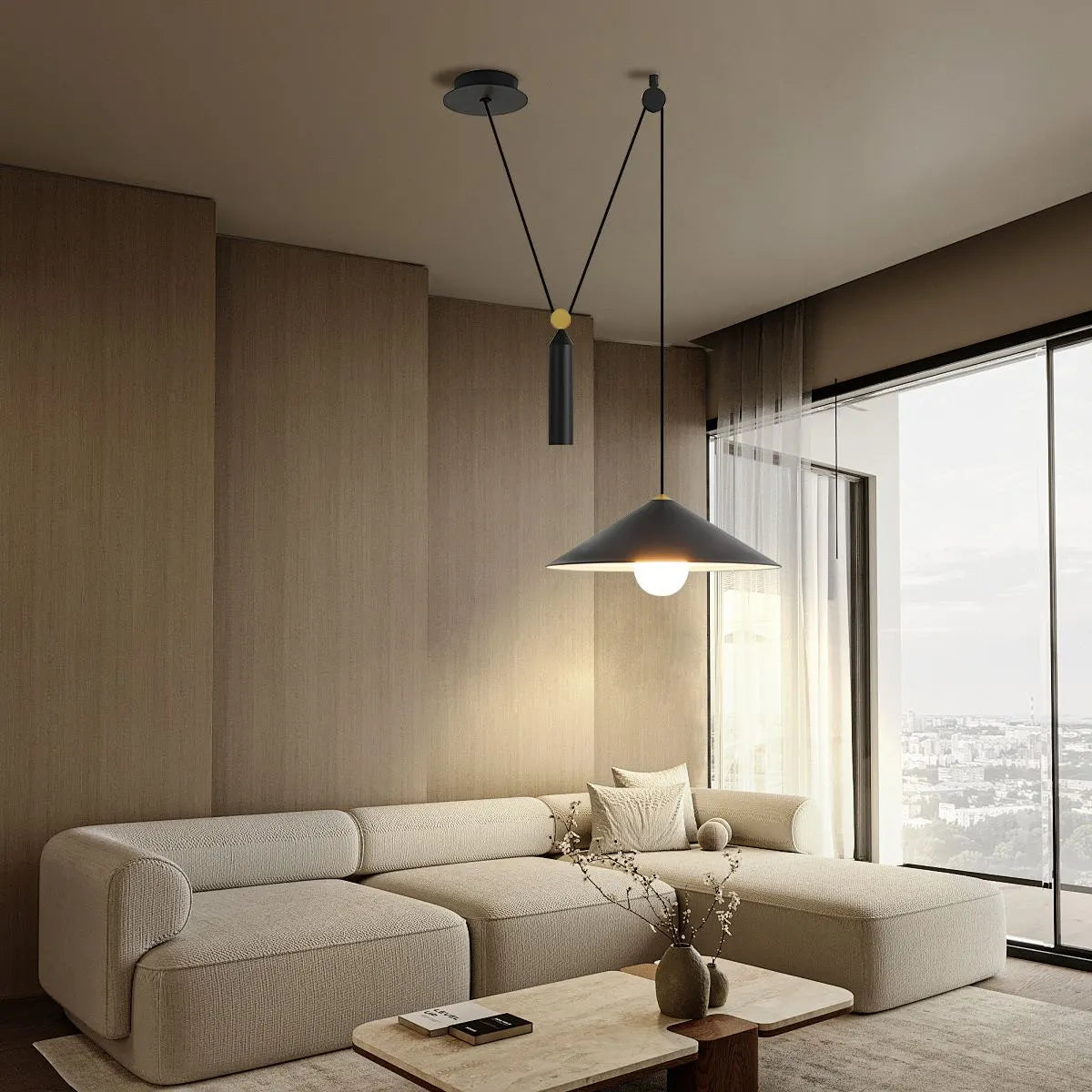 Feyran Cone Counterweight Pulley Swag Pendant Lamp