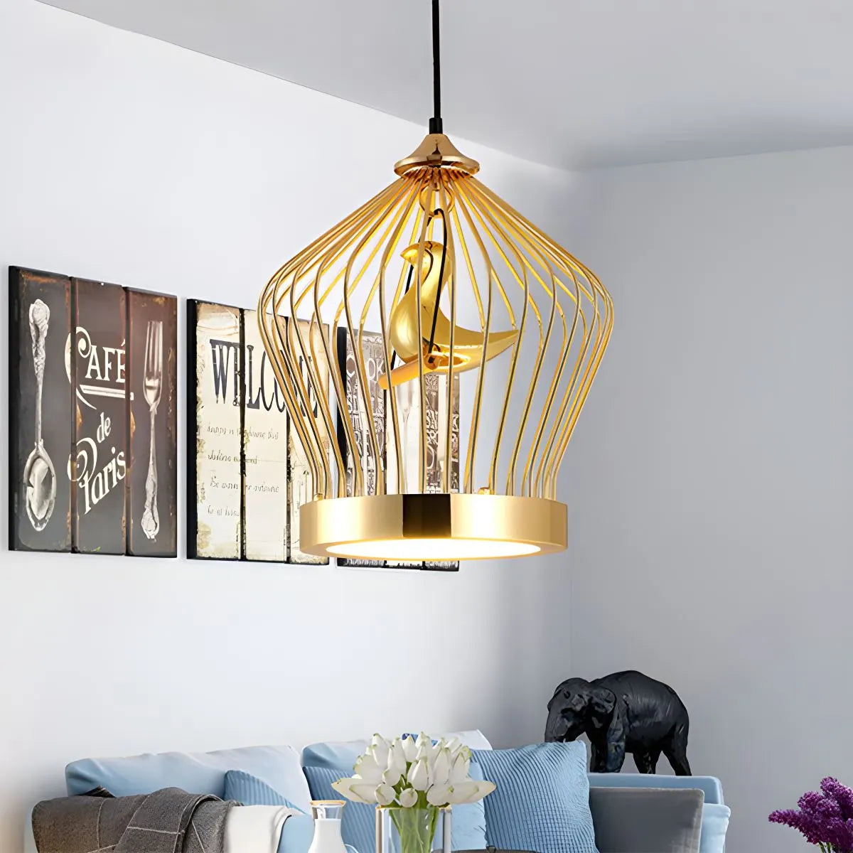 Feyran Creative Birdcage Pendant Light for Living Room